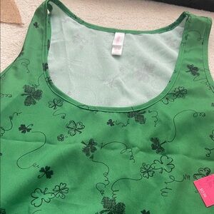 Xhilaration Light Green Floral Tank with Green Trim